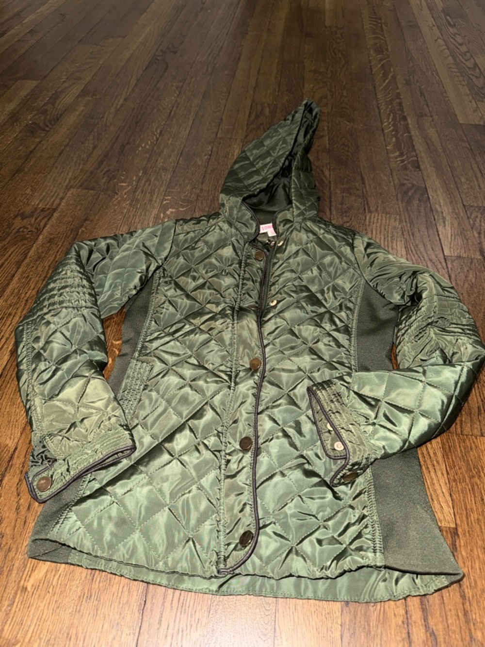 Quilted Hooded Jacket - Olive Green